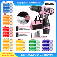 HILDA Electric Drill 12V Cordless Drill Electric Screwdriver Mini Wireless Power Driver DC Lithium-Ion Battery