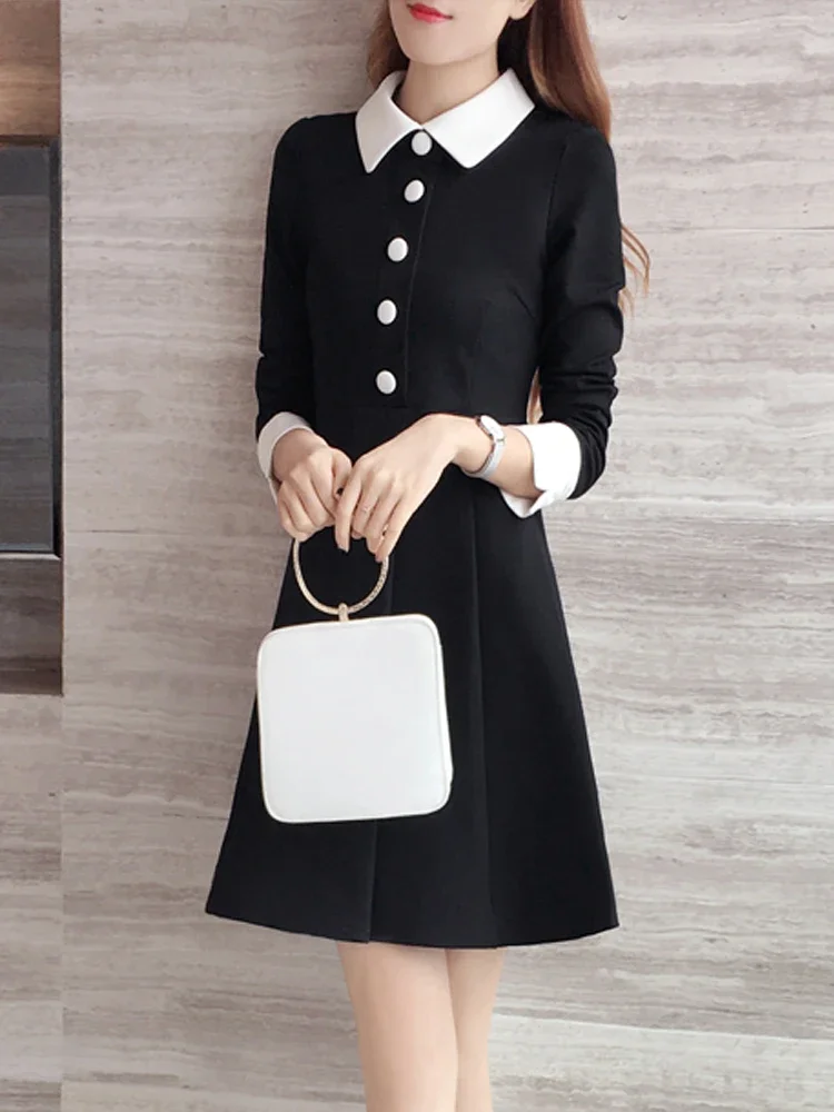 

2023 New Golf Autumn Women's POLO Dress Loose Large Size Little Black Dress