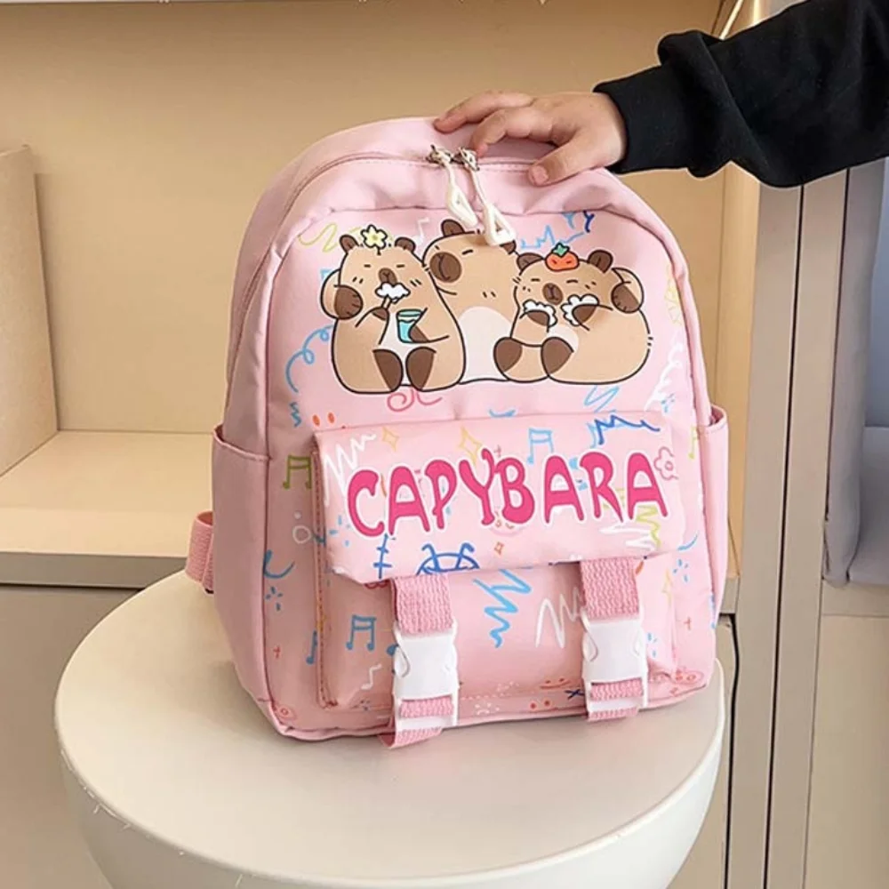 

Thickened Capybara Backpack Nylon Lightweight Cartoon Animal Daypack Wide Straps Foldable Large Capacity School Bag Students