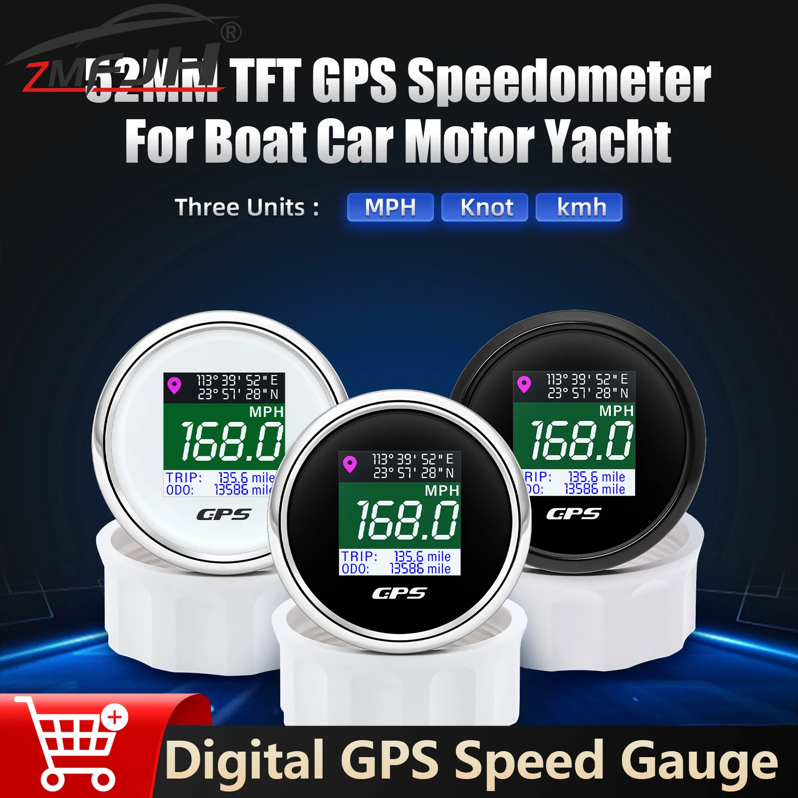 

2 "52 мм цифровой GPS-спидометр с GPS-антенной TFT-экран, одометр, держатель датчика скорости для автомобиля, лодки, мотоцикла, 12 В 24 В