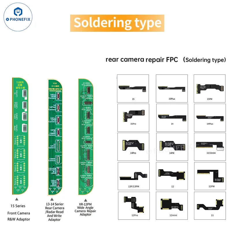 JC Soldering Type Rear Camera Flex Cable for iPhone 11 12 13 14 15 ProMax Solve the problem of mismatched lens codes and pop-ups