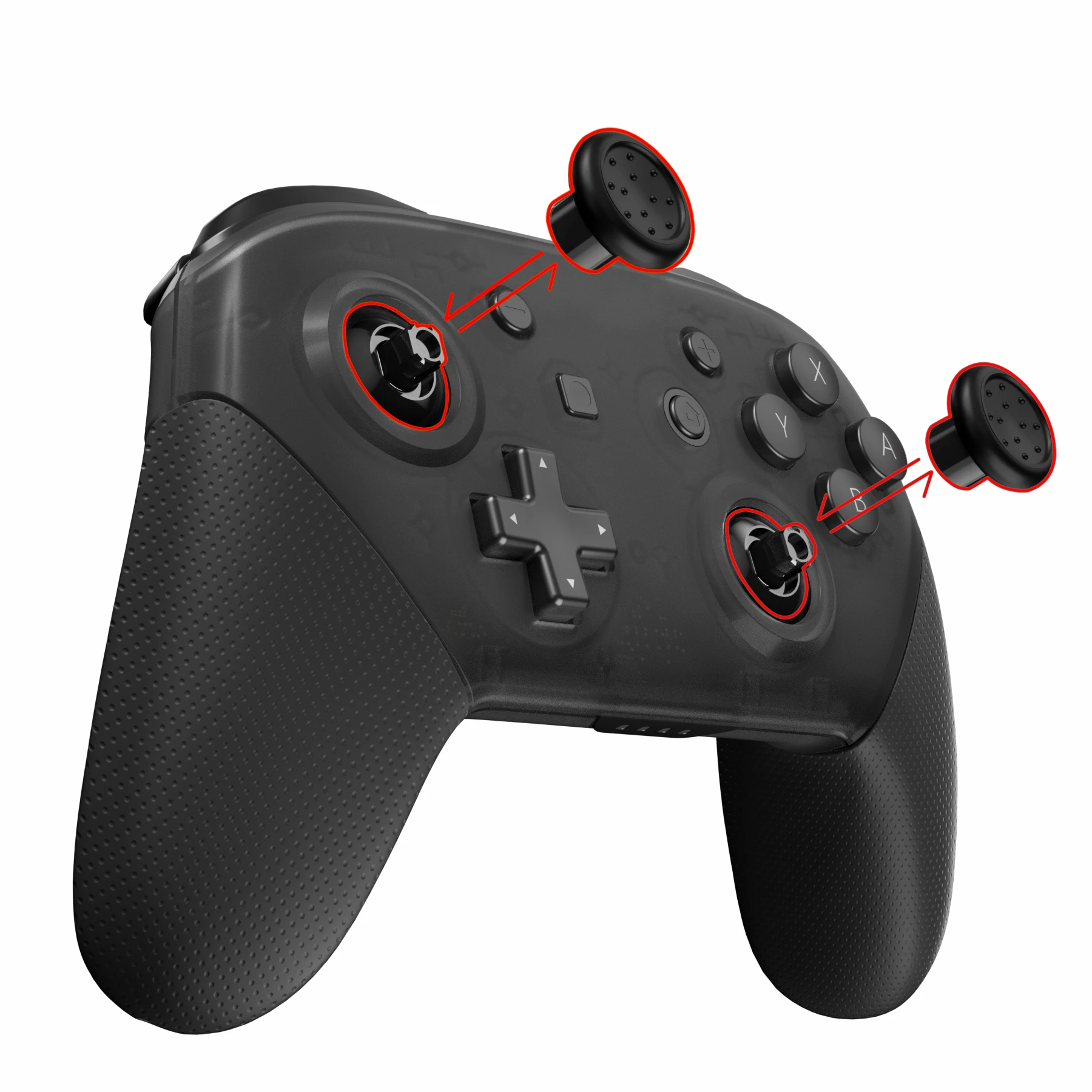 eXtremeRate Thumbsticks ergonomiques interchangeables pour contrôleur NS Switch Pro avec Joystick réglable à 3 poignées