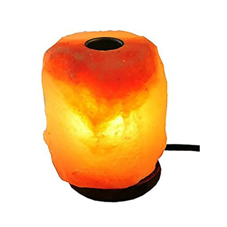 Lámpara de Sal Aromática Mediana con Bandeja para Aceites Esenciales, Roca del Himalaya Tallada a Mano para Decoración de Escritorio, 4-6 lbs