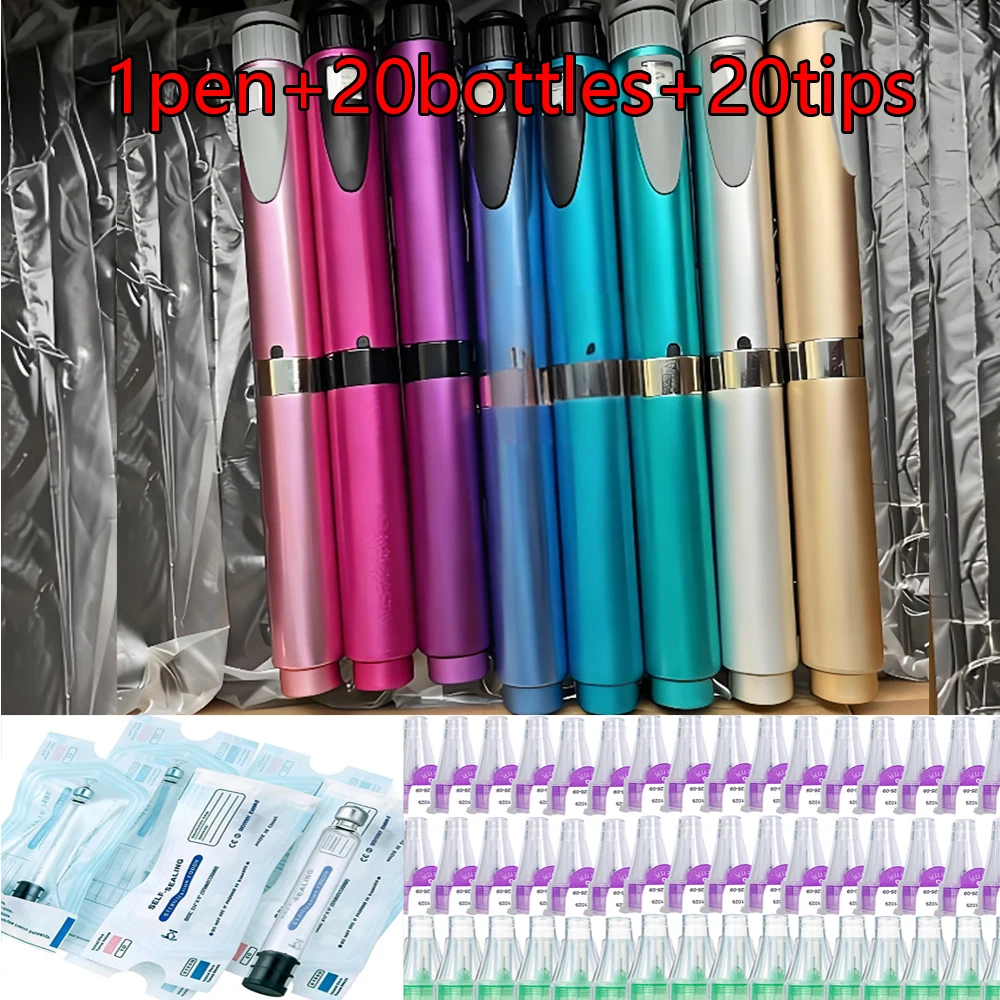 

1pen+20bottles+20tips Magic Pen with 3ml Empty Cassette Cartridge Sterile Tattoo Insulin Injection Pen Kit For Lilly Insulin