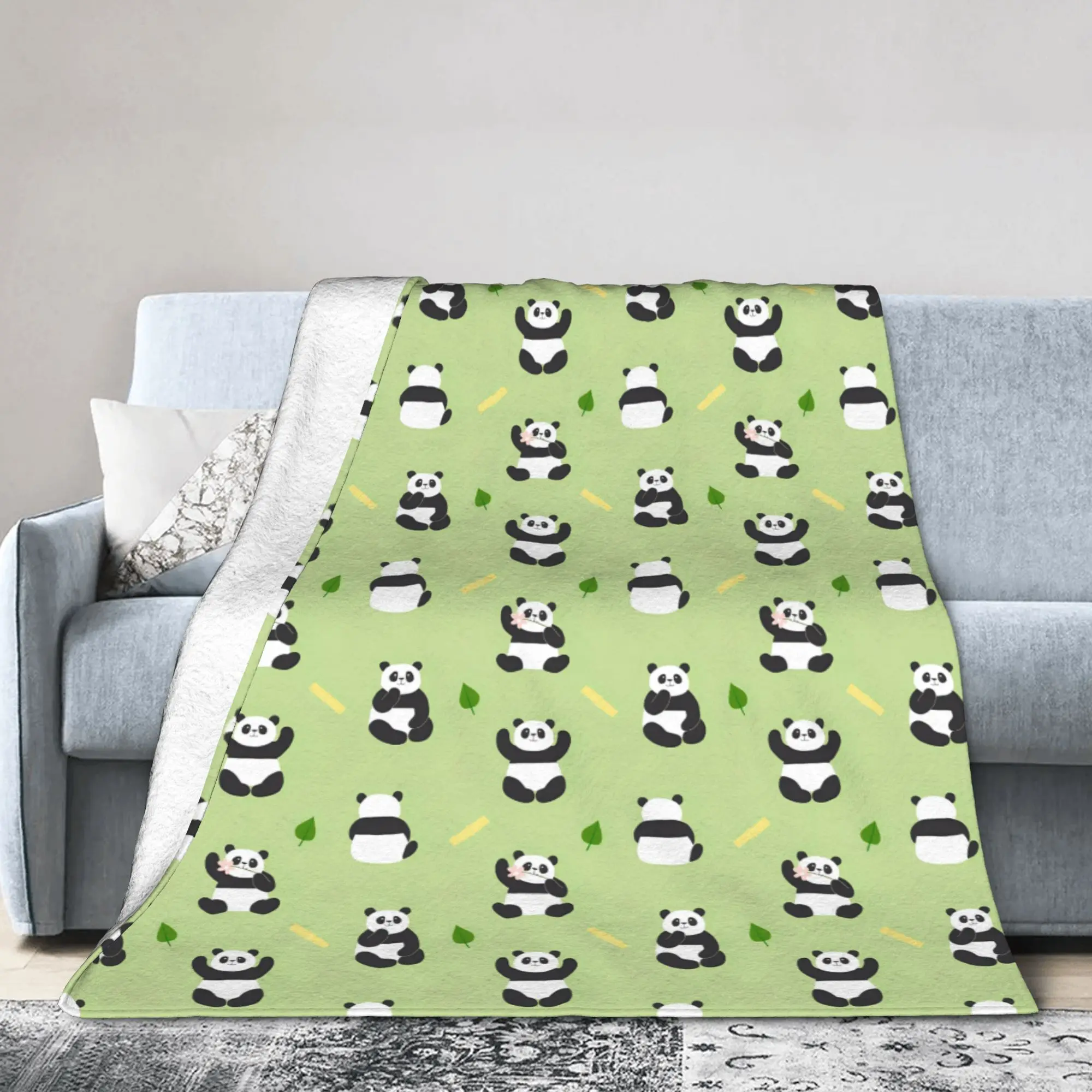 Panda Animal Blankets Velvet Decoration  Multi-function Super Warm Throw Blankets for Sofa Car Bedspreads