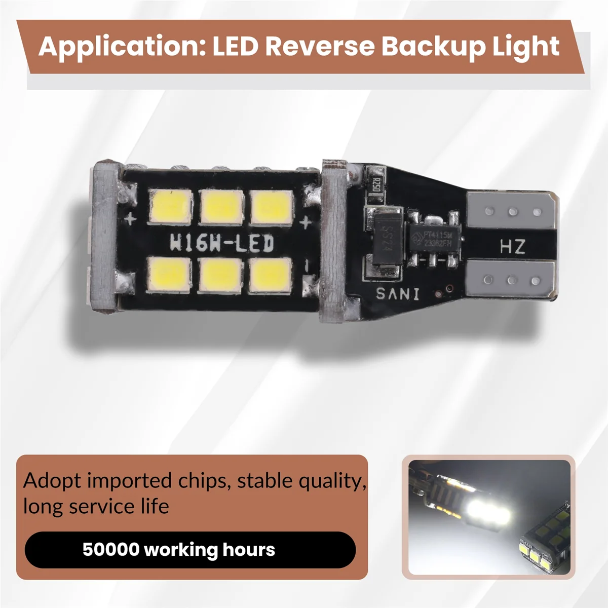 4Pcs Bright White Canbus LED Bulb for Car Backup Reverse Lights 912 921 T15 W16W