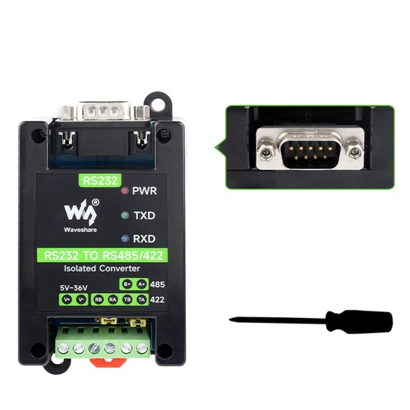 Waveshare RS232 to RS485/422 Active Digital Isolated Multi-Functional Convenient and Practical Male Interface Serial Converter