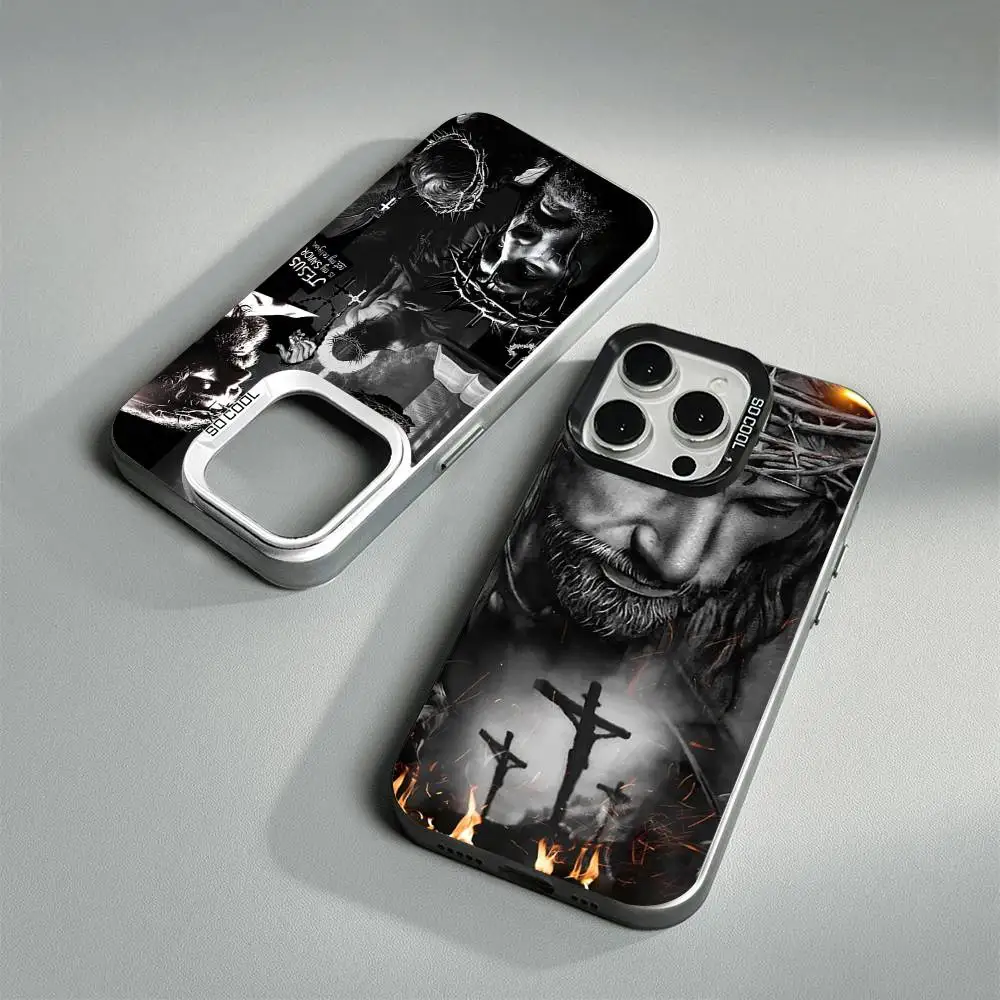 

Son Of God Jesus Cross Holy Light For iPhone 11 12 13 14 15 16 17 Pro Max Plus Colorful Black Matte Phone Cover