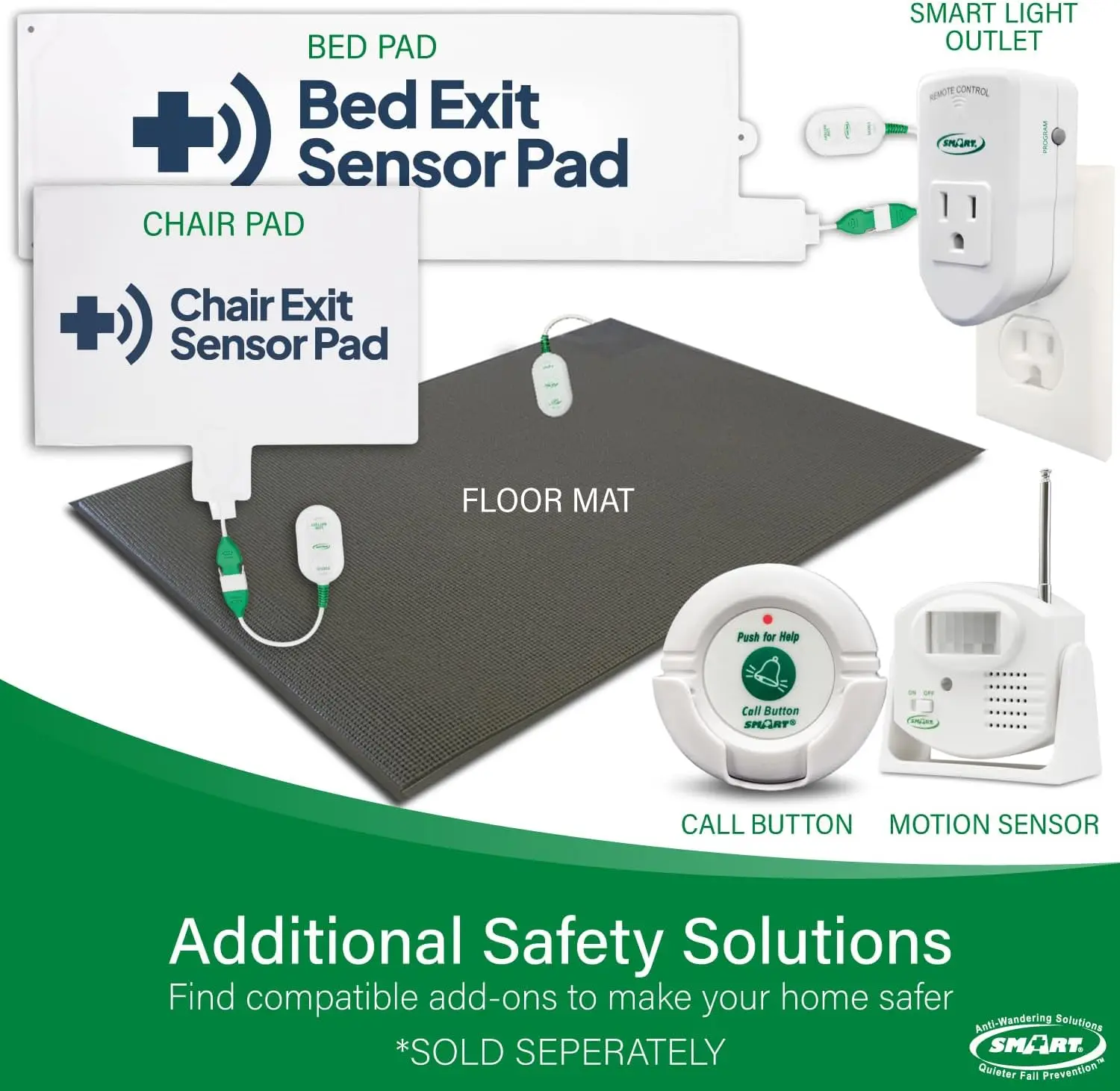 Wireless Bed Exit Alarm with Pager for Seniors - Fall Prevention Alert System, USA Support