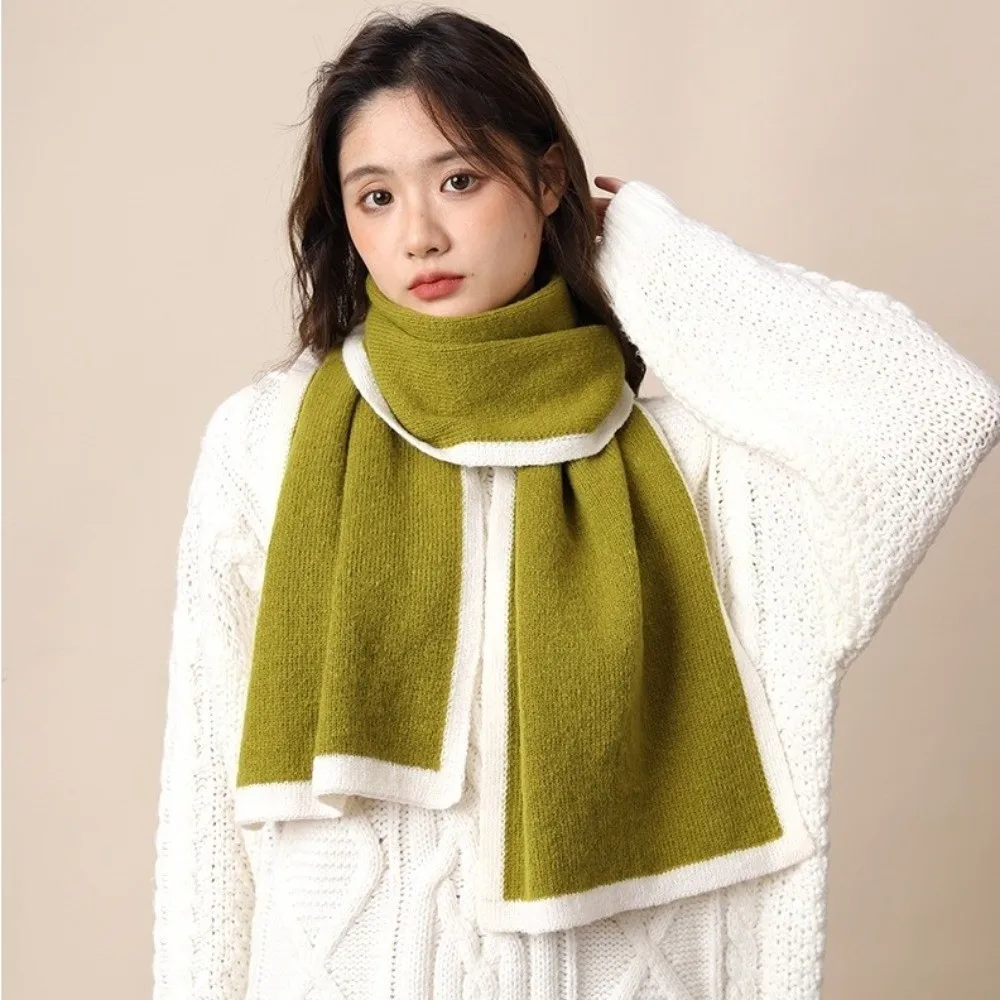 

Simple Thicken Winter Scarf Wool Large Knitted Scarfs Soft Korean Style Neckerchief Lady