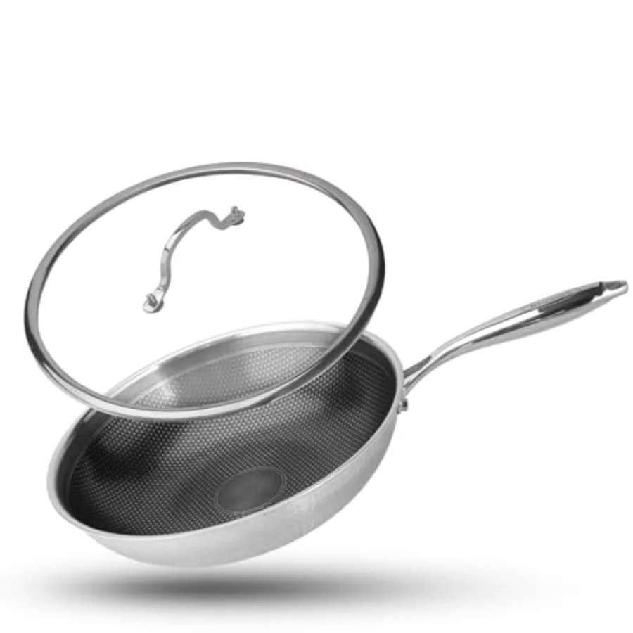 

Hybrid Wok, 13 inch Wok with lid, Stainless Steel woks and Stir-fry pans Non Stick, PFOA Free Cookware, Dishwasher and Oven Saf