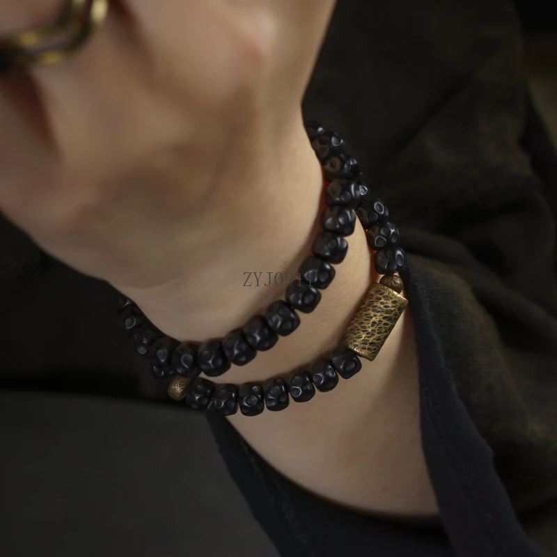 手作りココナッツ茎ブレスレット二層シンプルなパーソナライズされた菩提ジュエリーブレスレット男性と女性用