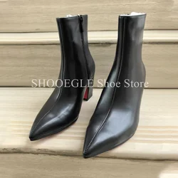 Pointy Classic High-heeled Men's Boots Black Winter Boots Retro Style Ankle Boots Zipper Casual Boots High-top Shoes For Men