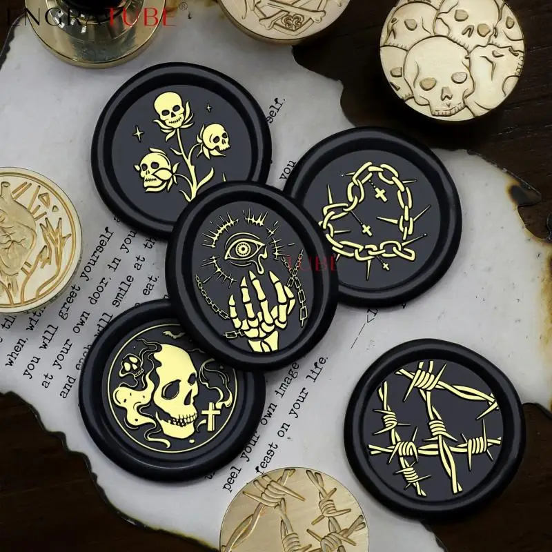 Brass Sealing Wax Stamp Darkness Crucifixion Thorn Chains Skull Octopus Death Heart DIY Envelope Card Wedding Gift Scrapbooking