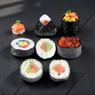 6 Piezas de Sushi de Simulación, Comida Falsa, Rollos de Arroz Artificiales, Nigiri Realistas, Decoración para Fotografía
