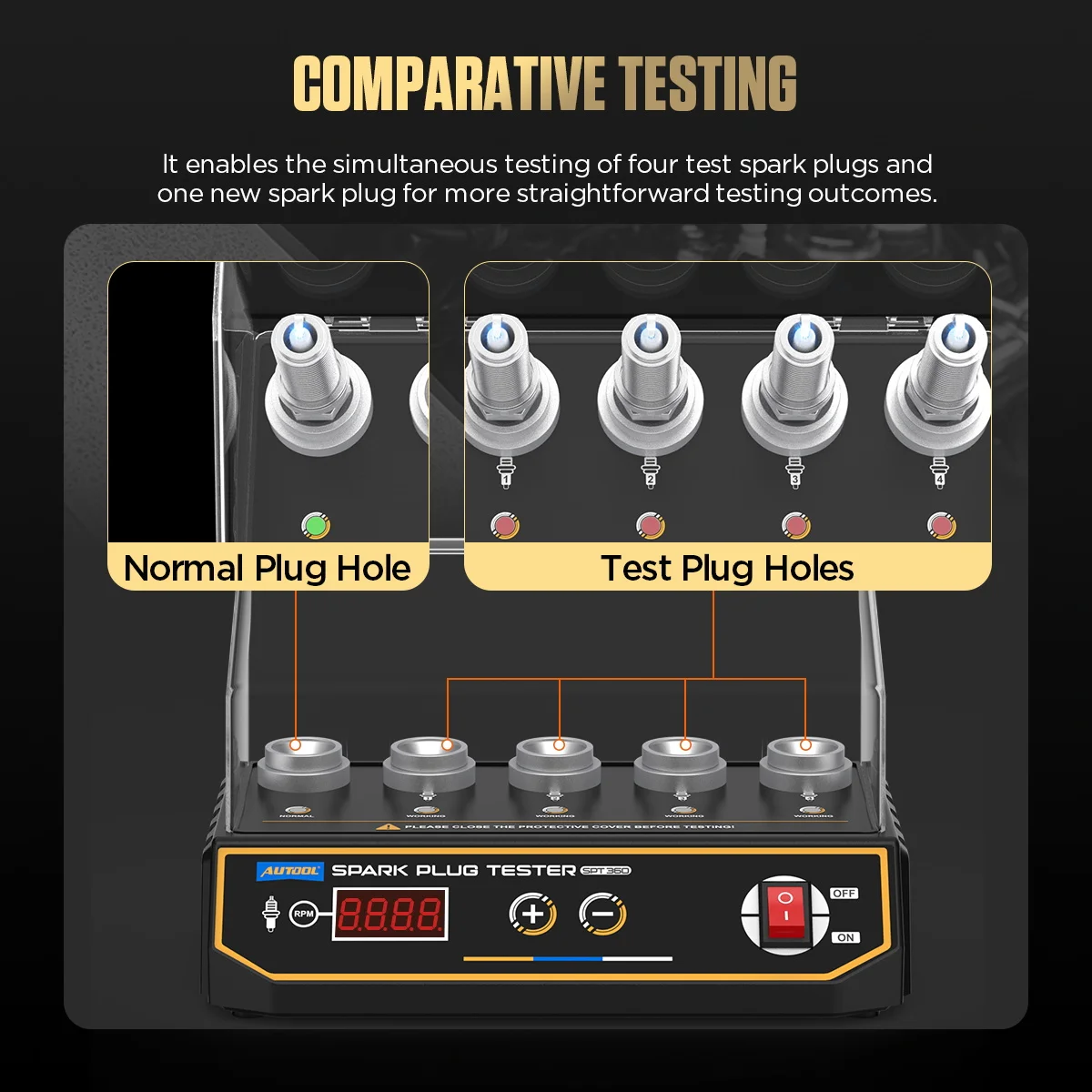 Original AUTOOL Car Spark Plug Tester Ignition Testers 220V 110V Automotive Diagnostic Tool 2~5 Hole Spark Plug Analyzer