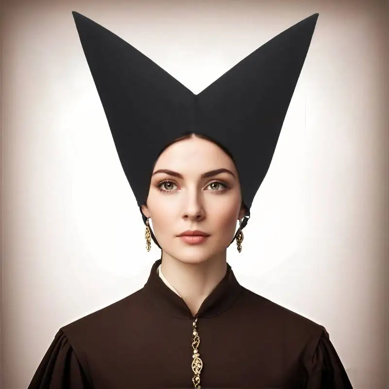 

DAZCOS Средневековая шляпа эскофиона для позднего средневековья, головные уборы на Хэллоуин, костюм ЛАРП, аксессуары для женщин, винтажная шляпа средневекового дизайна