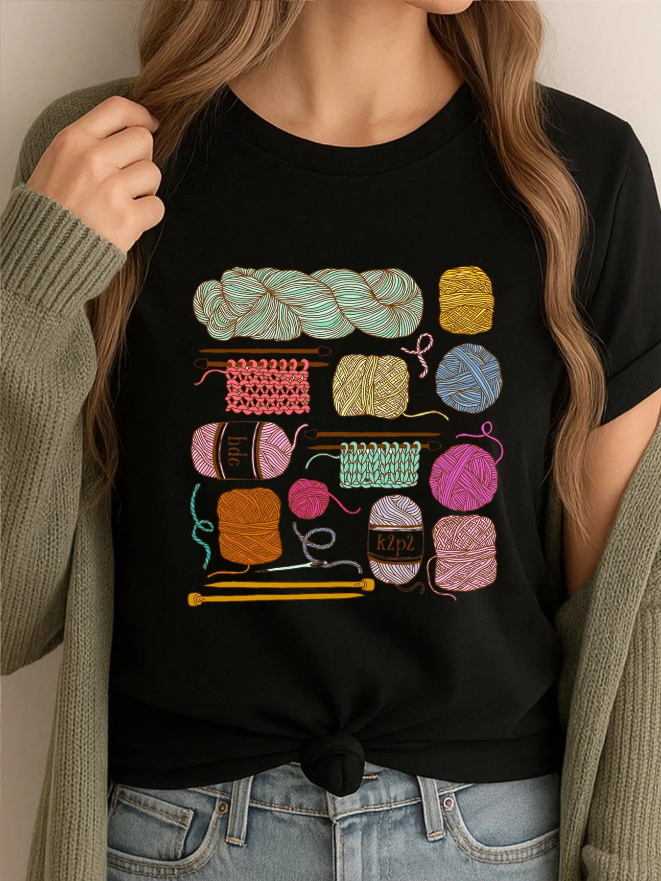 Stricken oder häkeln Männer Kleidung Herbst Herren Baumwolle T-Shirt Illustration Grafik T-Shirts Herren lässig bedruckte Kleidung