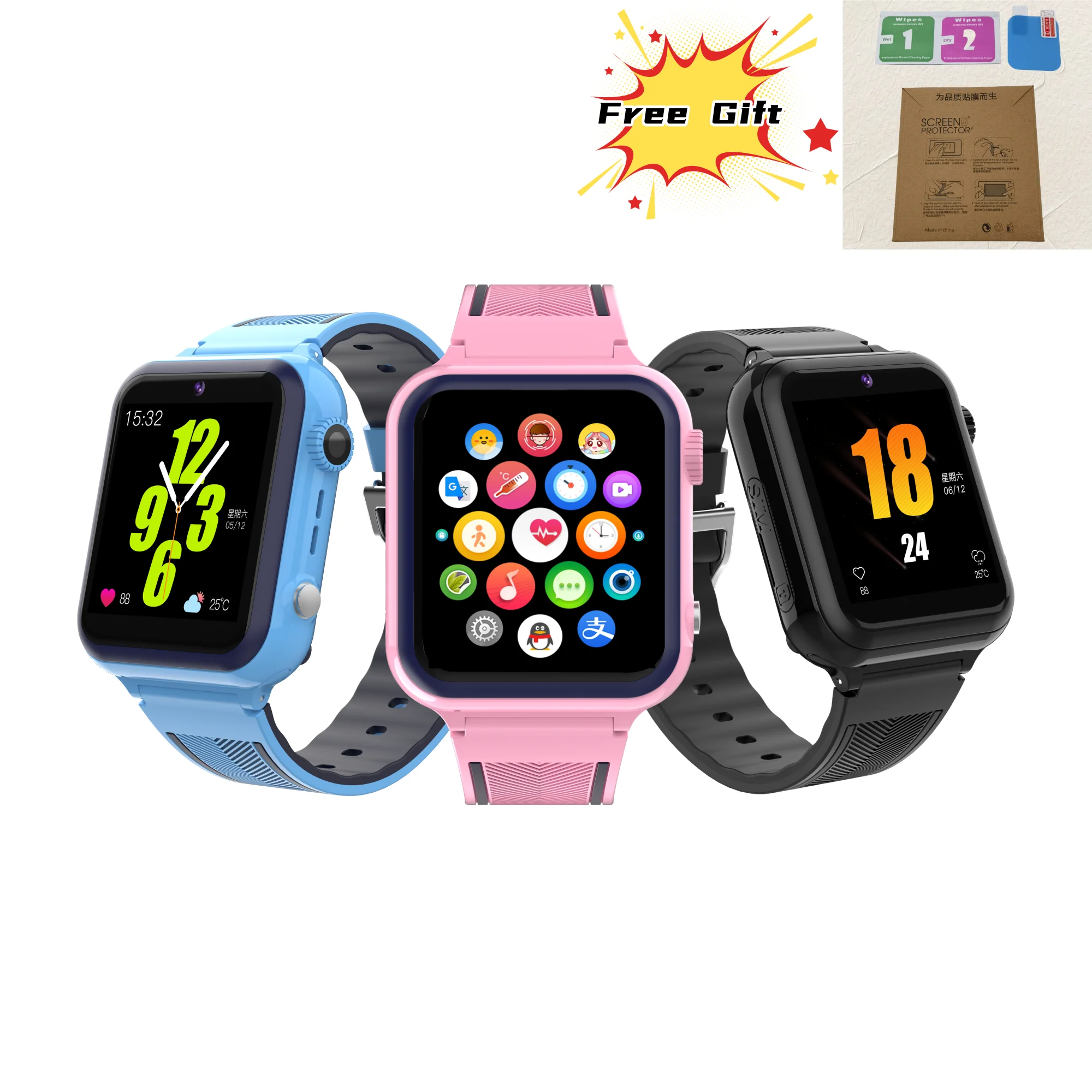 

Kids Smart Watch 4G Sim Card SOS Phone Call GPS Positioning Footprint Track HD Camera Waterproof Safety Zone Flashlight Clock