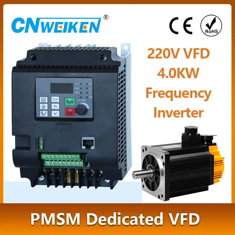 Imagem -02 - Inversor de Frequência ca de Vfd 5.5kw 7.5kw 220v Ímã Permanente Motor Síncrono Monofásico Entrada 220v Fases Saída 220v Pmsm