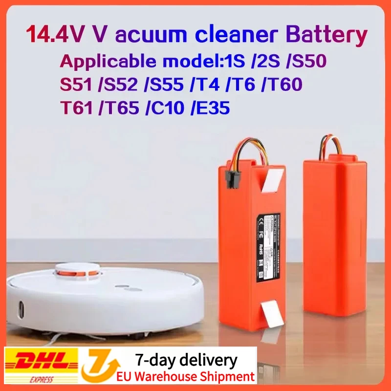 

12800mAh Sweeper Battery BRR-2P4S-5200D 5200S for XIAOMI Roborock S50 S51 S55 T60 Sweeping Mopping Robot Vacuum Cleaner