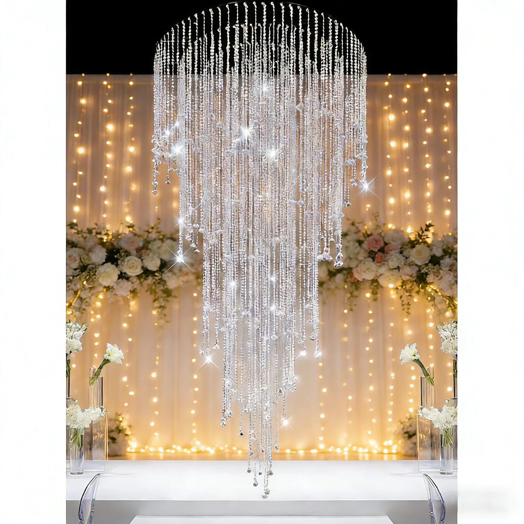180CM Luxury Acrylic Diamond Bead Curtains Circle Arch Wedding Stage Decoration Hanging Accessories Props For Special Events