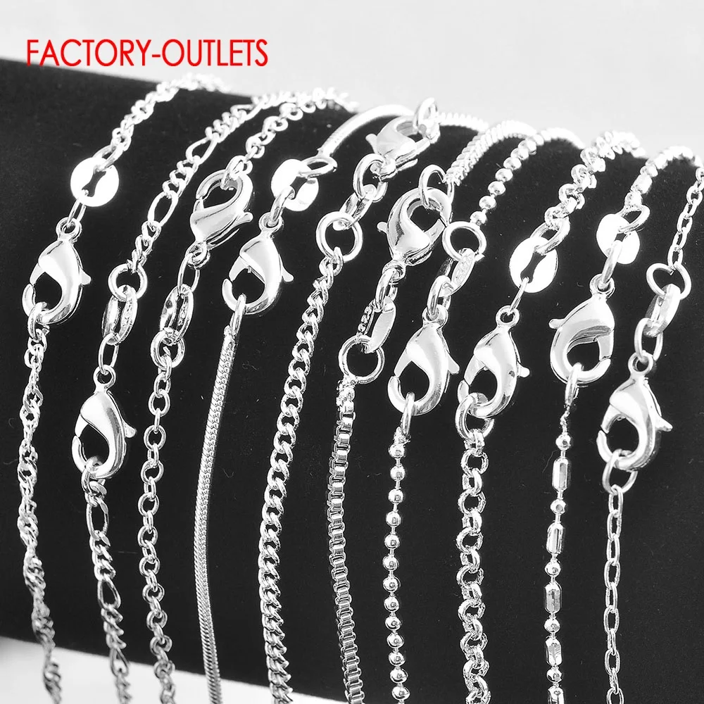 5 PCS/Lot 16-30 Inches 925 Sterling Silver Snake Box Figaro Necklace Chain Women Jewelry Gift Wedding Accessory Mulitple Models