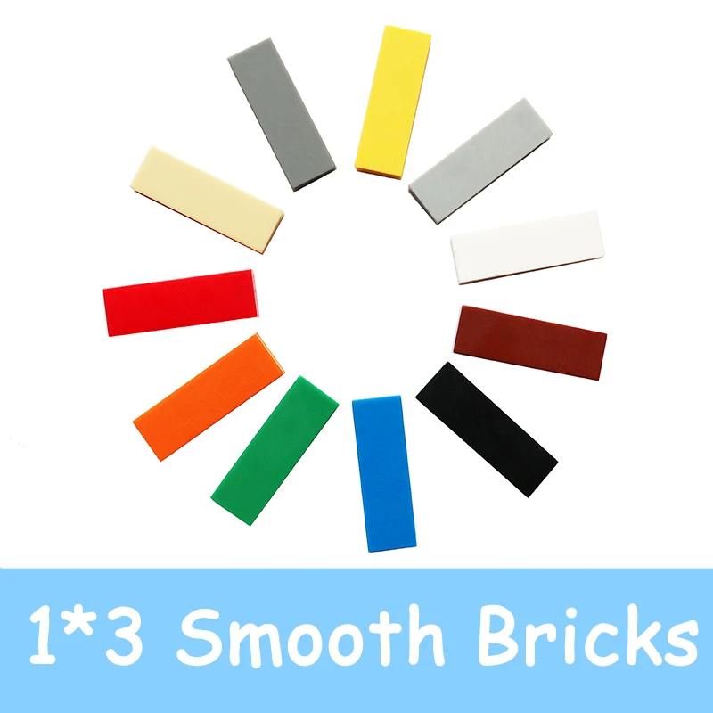 100PCS MOC Assemble Particles 63864 Size 1x3 Bricks Flat Tile Smooth 1*3 Building Blocks DIY Educational Creative Toy for Kids