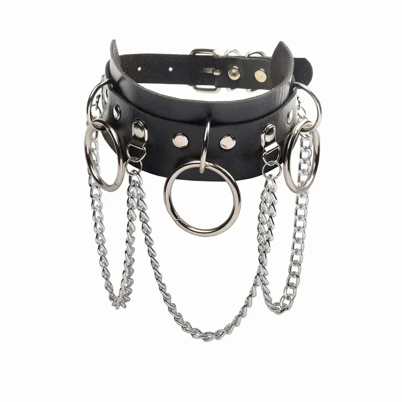 Punk PU Leather Chocker Necklaces for Women Hip Hop Rock Chain Heart Pentagram Rivet Necklace Creative Party Jewelry Accessories