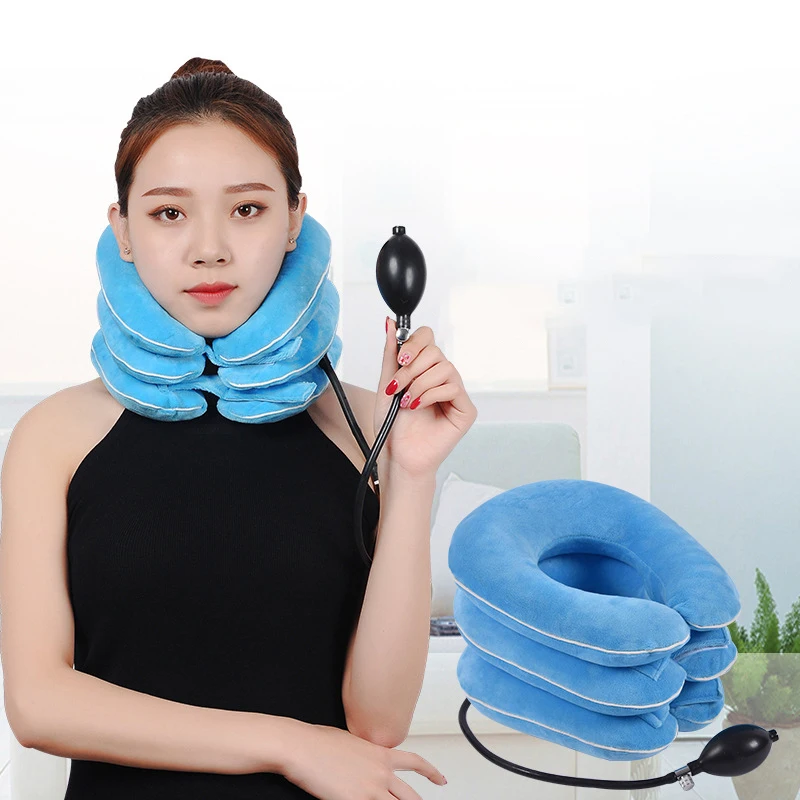 

Inflatable Cervical Spine Tractor Edge Luminous Crystal Velvet Neck Brace Home Cervical Spine Tractor Portable And Comfortable