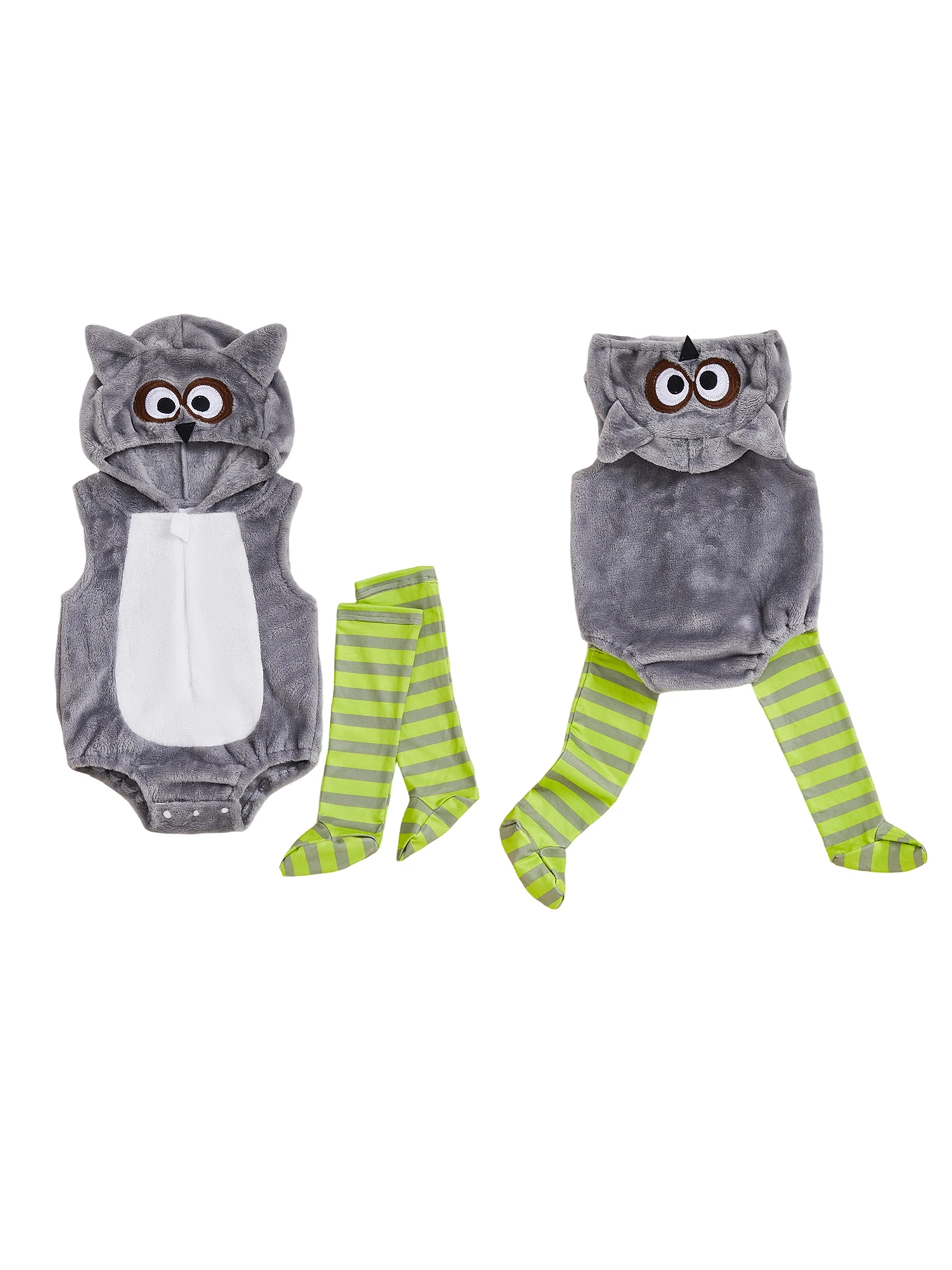 Adorável unicórnio com juba e cauda de arco-íris para crianças, macacão sem mangas com capuz e meias combinando para o Halloween