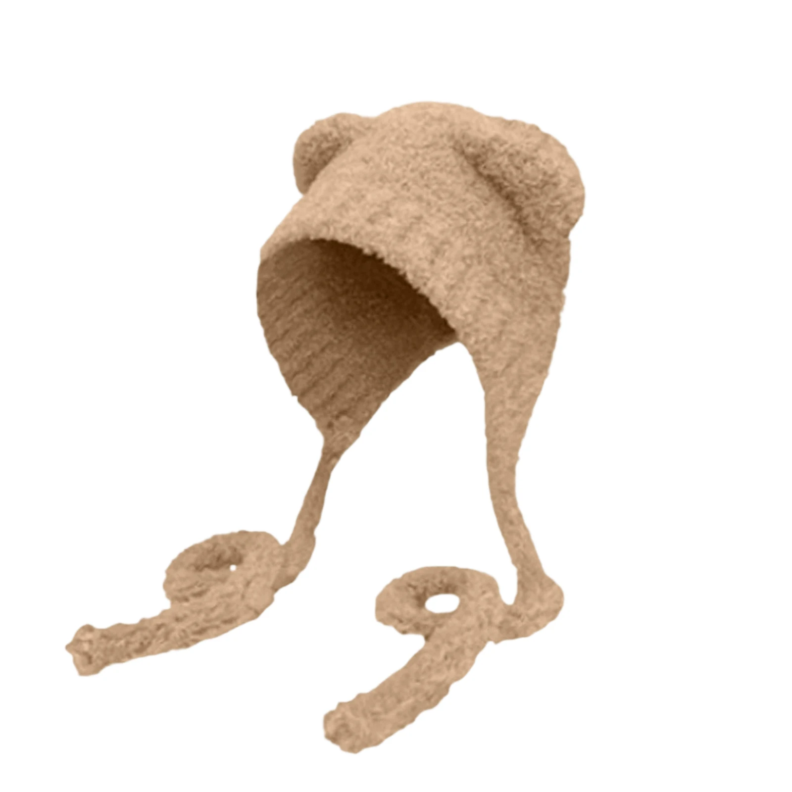 หมวกไหมพรมผู้หญิงแบบมีที่ปิดหู ป้องกันความหนาว ผลิตในเกาหลี หมวกไหมพรมนุ่ม อุ่น สำหรับฤดูหนาว หมวกบีนนี่ถักน่ารัก ลายหูหมี หมวกไหมพรมขนสัตว์ อุ่นสบาย หมวกถักแบบผูกเชือก