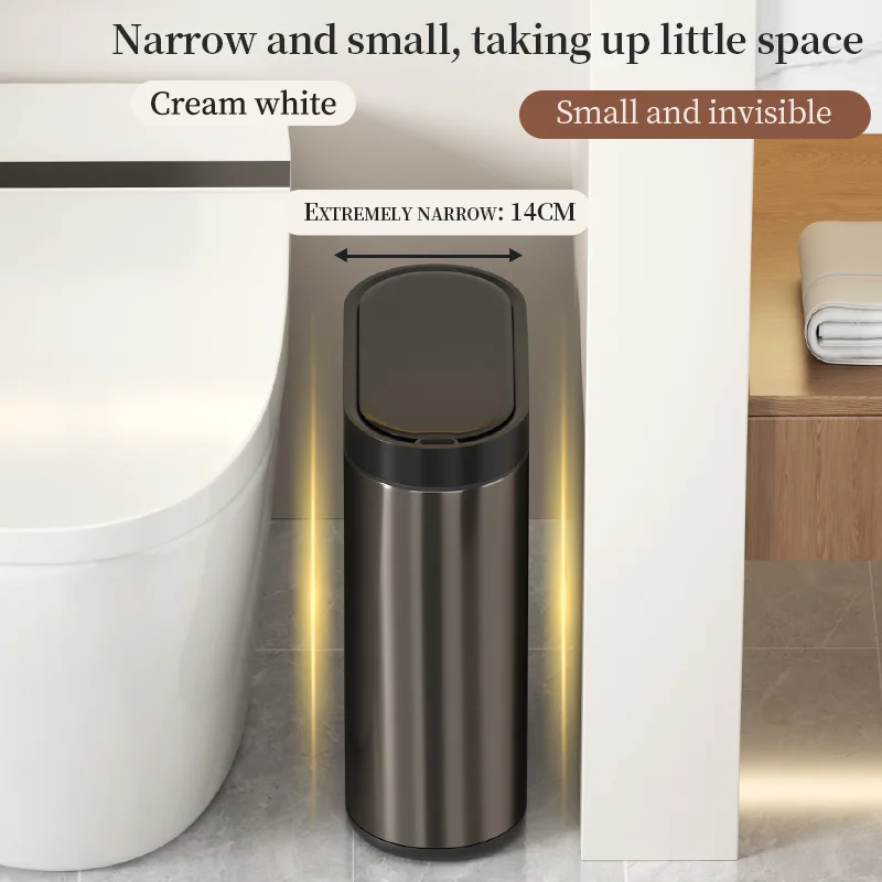 Leasylife 9L Smart Bathroom Trash Can Stainless Steel Touchless Narrow Slim Garbage Can Automatic Sensor Trash Bin Home Kitchen