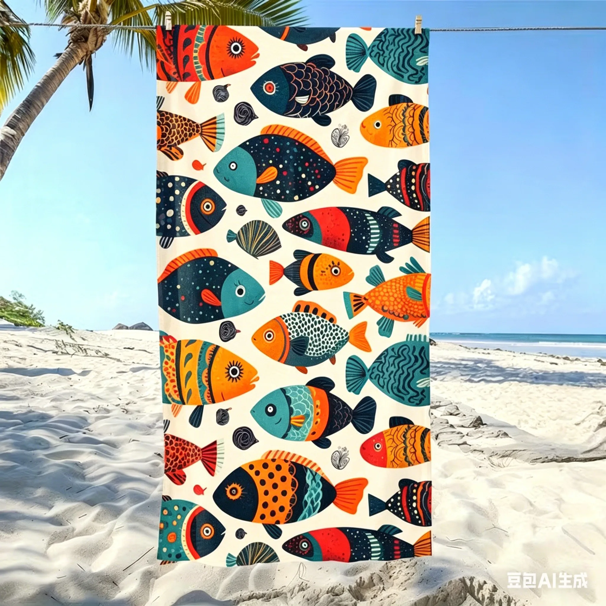 Toalla de Playa Grande de Microfibra con Estampado de Peces, Secado Rápido, Antiarena, Toalla de Baño Gigante, Toalla de Natación XL, Tapete de Viaje, Manta para Piscina