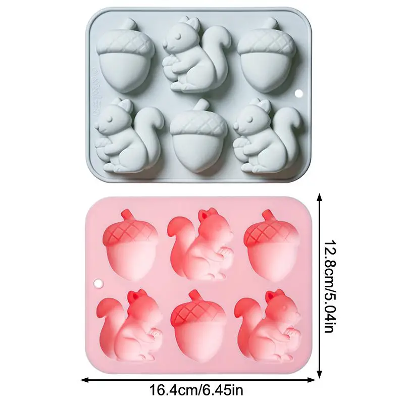 *6-hole Squirrel Oak Cake Silicone Molds Autumn Harvest Festival Ice Grid Chocolate Baking Mould Cake Decorating Tools