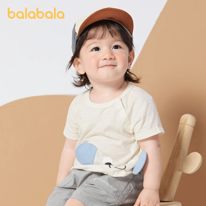 Balabala Baby Short Sleeve T-shirt Boys Girls Baby Top Clothing 2024 Summer New Collection Cute Adorable Fun