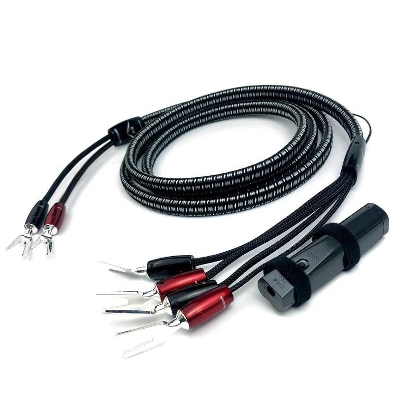 

1pcs K2 Speaker Wire Biwire 2 To 4 HiFi Audio Center Speaker Cable 1000 Series Banana / Y Spade Plug with 72V Battery