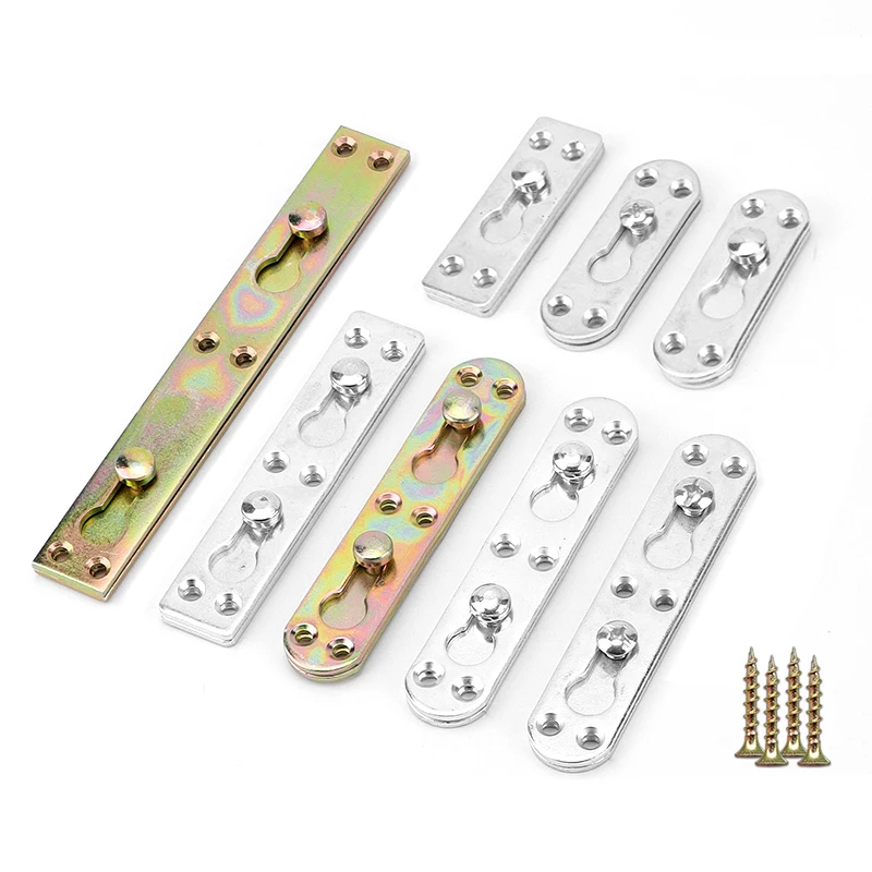 4 Pairs Thickened Bed Hinge Hanging Buckle Bed Connection Hidden Buckle Adjustable Bed Hook Fixed Furniture Hardware Connector