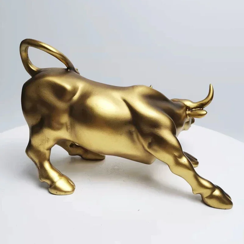 Resin Wall Street Bull Figurine Cattle OX Statue Market Miam Bull Home Feng Shui Art Official Desktop Decor Sculpture