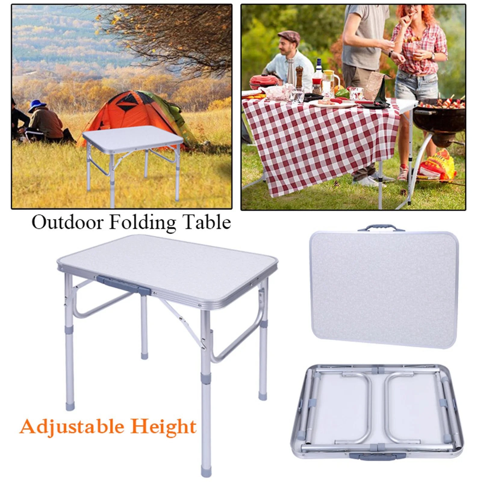 Aluminum Alloy Adjustable Folding Table Desk Stand Tray for Outdoor Garden Camping Picnic