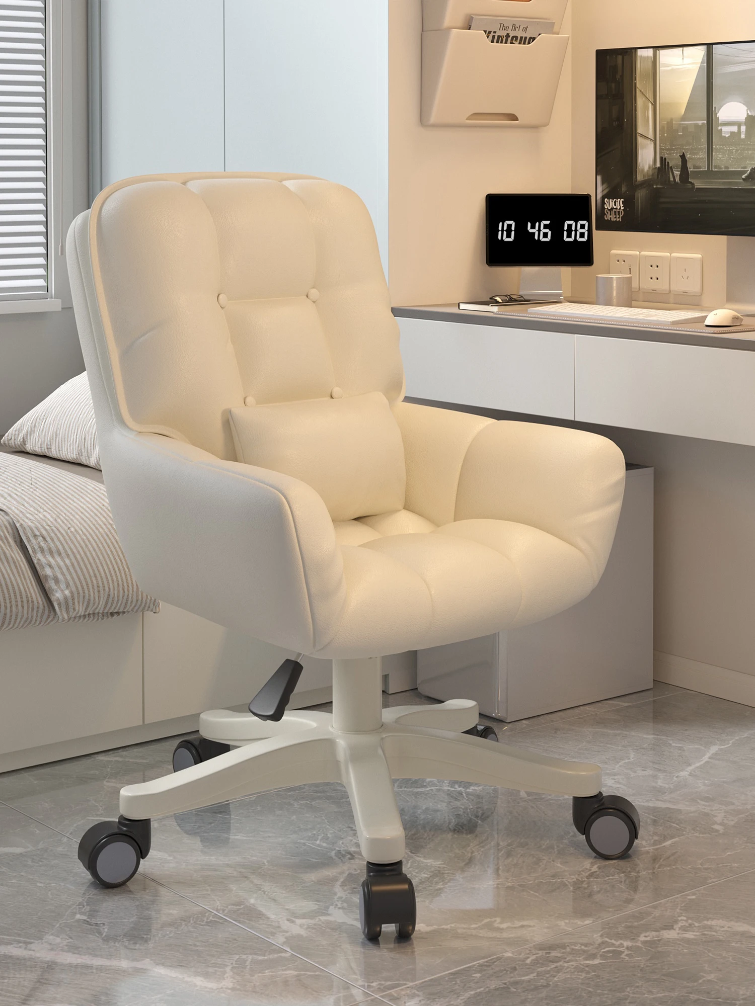 

Компьютерное кресло для дома, эргономичное офисное кресло со спинкой, кресло для макияжа для девочек, удобное сиденье