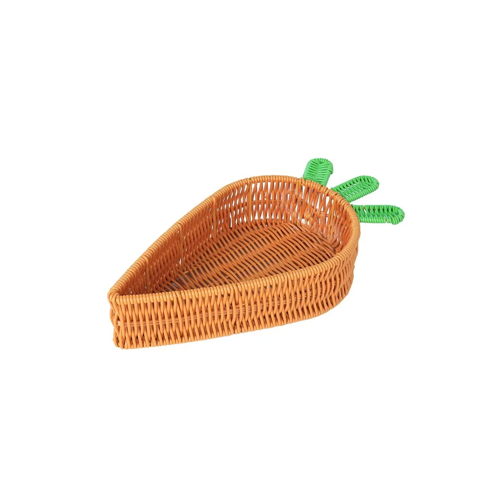 

Handmade Carrot Woven Basket Carrot Shape Sturdy Pantry Bread Organizer Multi-functional Decorative Fruit Serving Tray