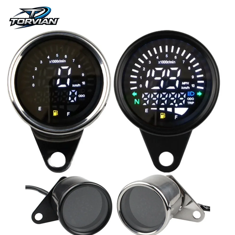 Torvian – compteur de vitesse numérique universel pour moto, tachymètre, odomètre, km/h, MPH, jauge LCD, compteur de niveau de carburant, compteur de vitesse pour moto