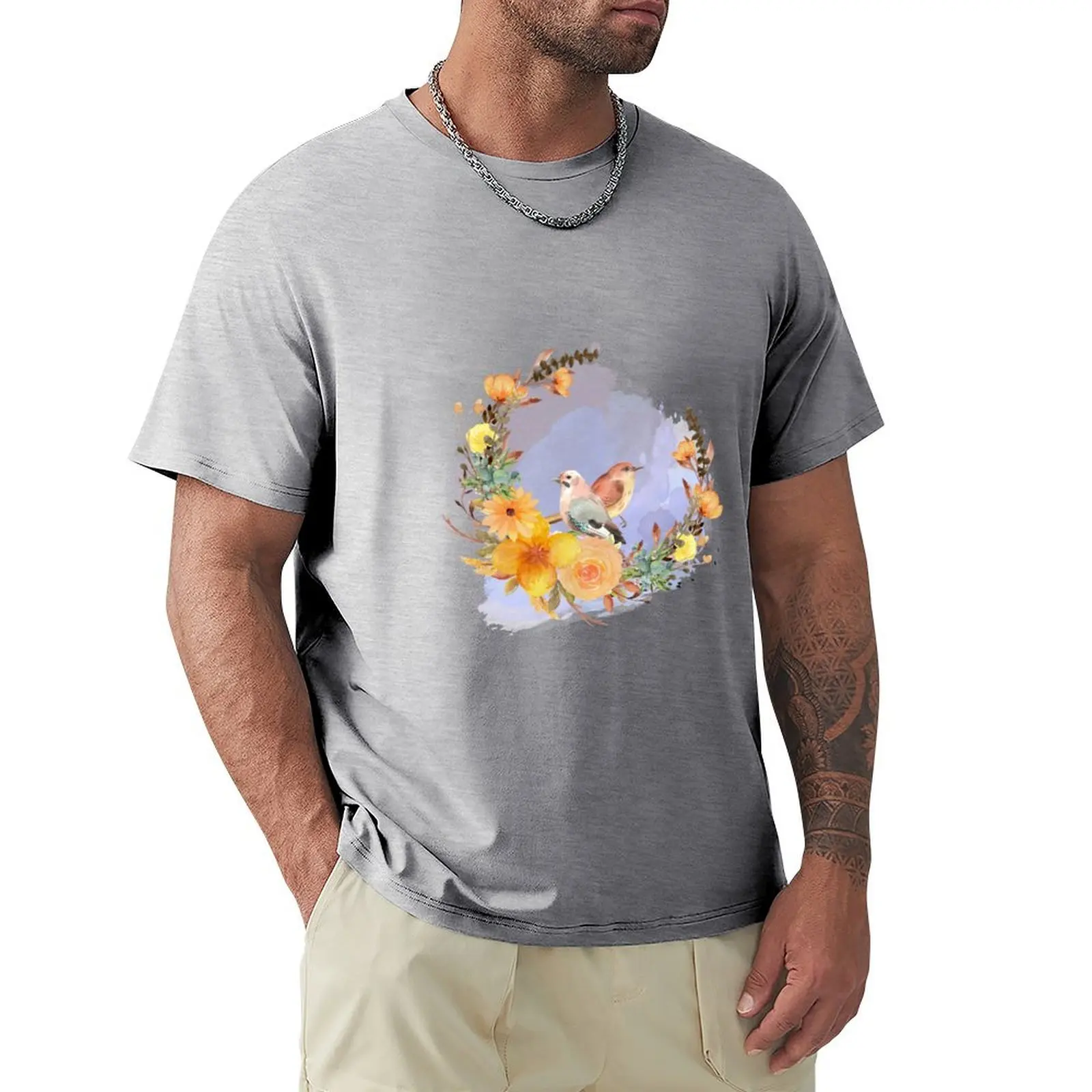 

Watercolor Birds in Fall T-shirt sublime summer top plain black t shirts men