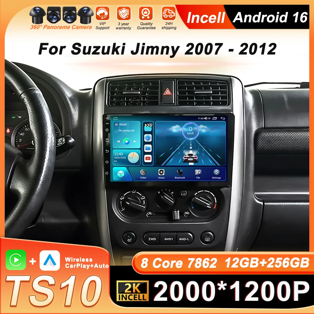 

Автомагнитола Carplay Android 16 для Suzuki Jimny 2007-2012 с GPS-навигацией, Wi-Fi, 8-ядерным процессором, экраном, Bluetooth, DSP, 4G, FM, 2din
