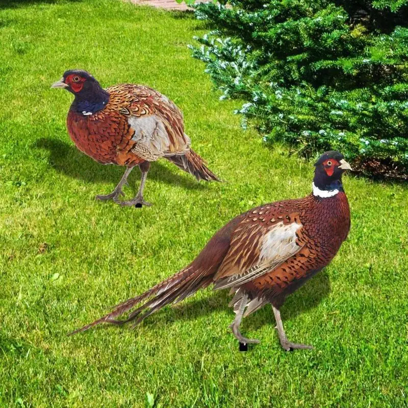 Decorative Pheasants Sculpture Garden Patio Acrylic Stake Outdoor Art Decoration C5AD