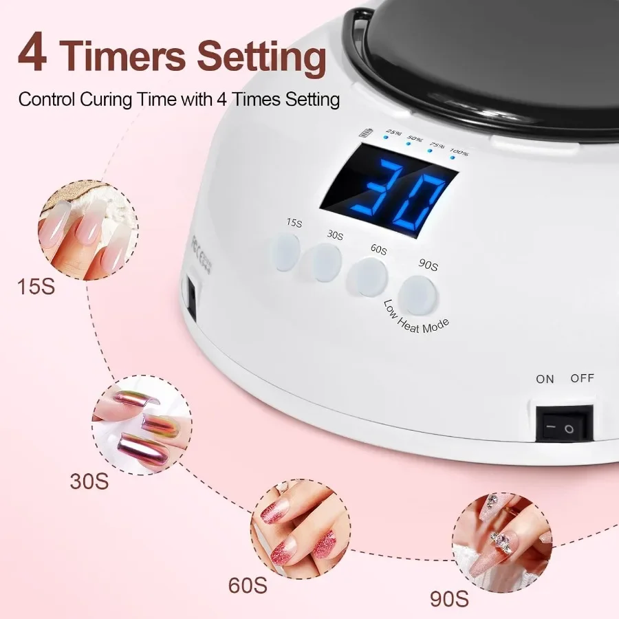 Professionele oplaadbare 96W UV LED-nagellamp Draadloze nageldroger met 4 timerinstellingen Draagbaar ontwerp Automatische sensor Snelle uitharding