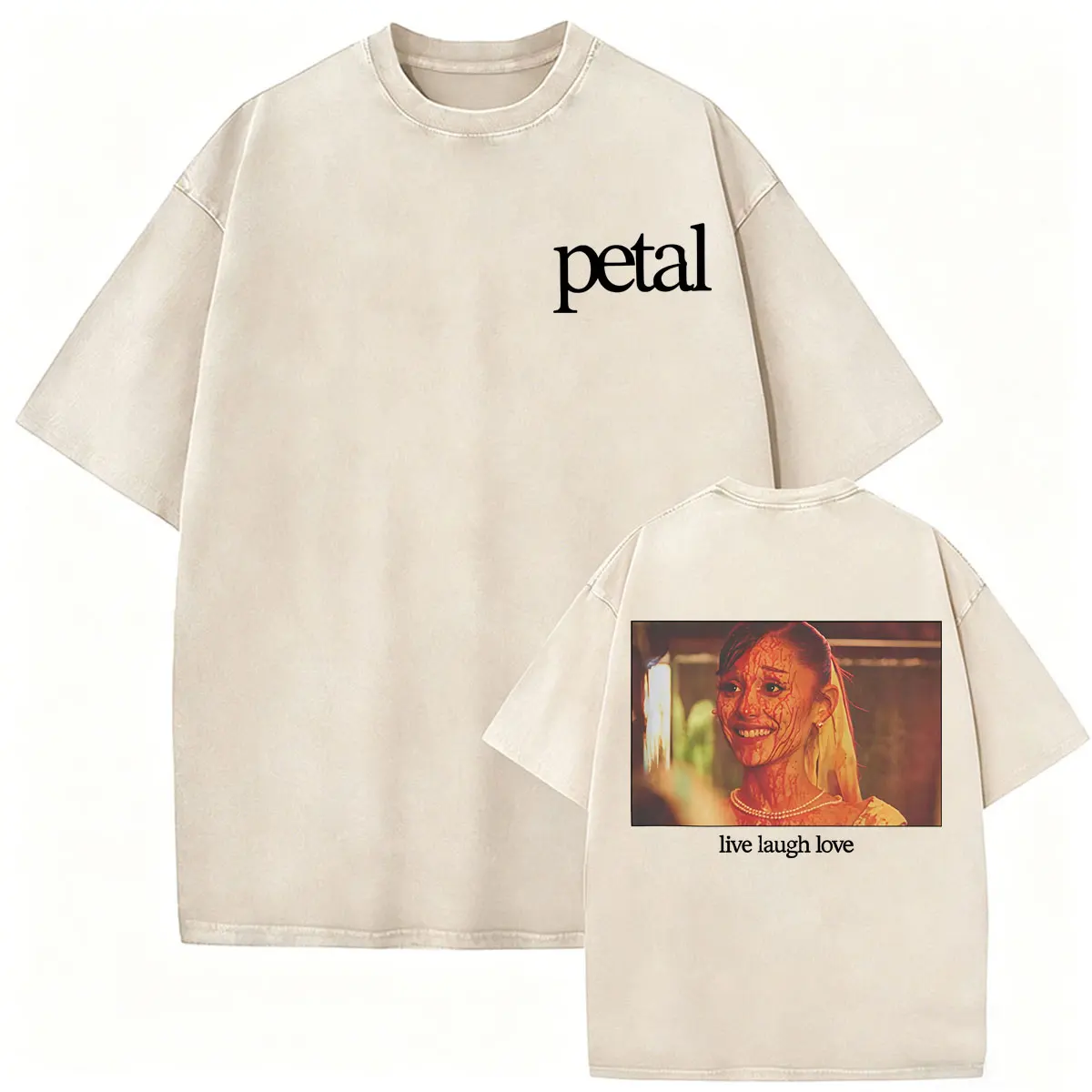 Vintage Washed Ariana Grande Petal Live Laugh Love T Shirt Men Women Harajuku Gothic Classic T Shirts Summer Tops Casual T-shirt