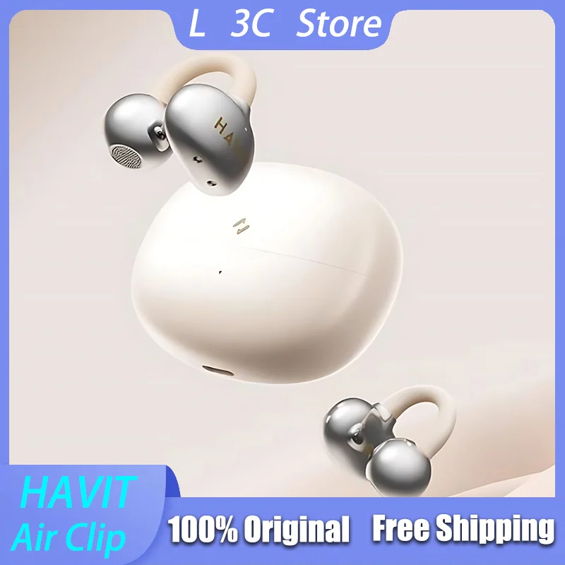 

HAVIT Air Clip Open Wireless Earbuds Ear Clip Dual-mic AI Call Noise Cancellation TWS Sports Headphones Bluetooth 5.4 Custom