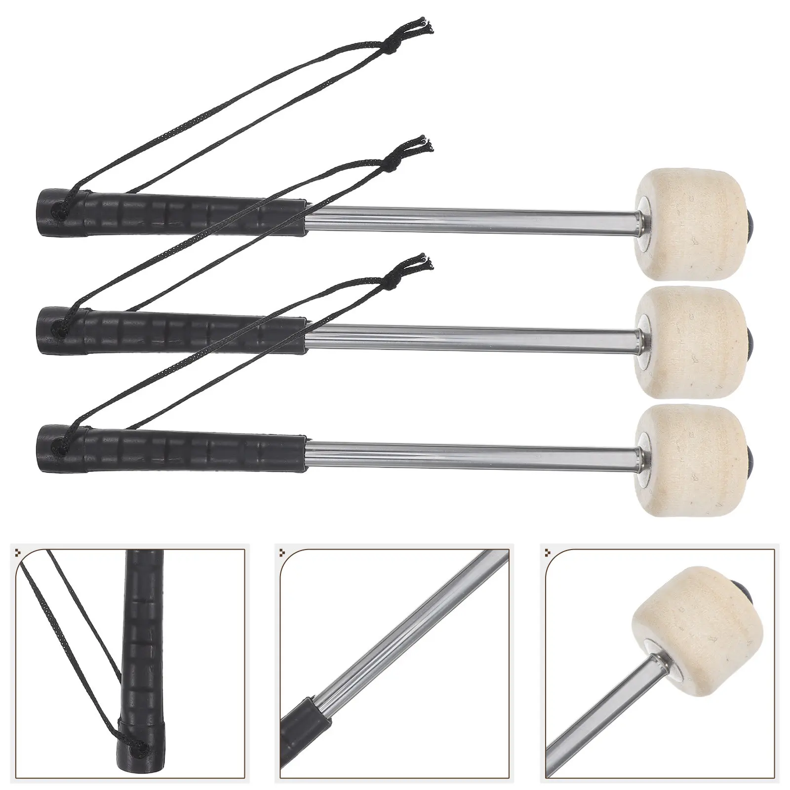 4pcs Stainless Steel Drumsticks for Bass Drum, Marching Percussion Mallets with Enhanced Sound Accuracy & Fatigue Reduction